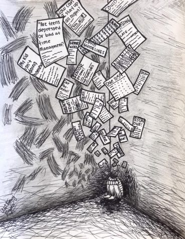 Junior Anthony Byers puts pencil on paper to depict the overwhelming nature of mental struggles.