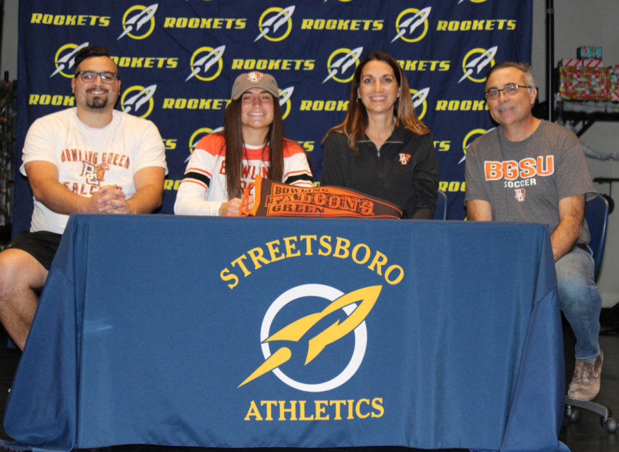Senior soccer standout Ella Deevers signs on to play for Bowling Green State University alongside her new coach, and parents Cindy and Scott Deevers. 