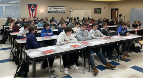 Students focus on learning new techniques they can use for the SAT and ACT at the test prep seminar held February 15.
